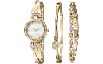 Anne Klein Premium Crystal Bangle Watch and Bracelet Set