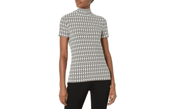 Anne Klein Short Sleeve Mock Neck Top for Women