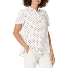 Anne Klein Women's Short Sleeve Button Down Blouse