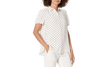 Anne Klein Women's Short Sleeve Button Down Blouse