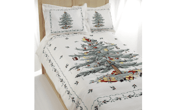 Avanti Linens Spode Queen Comforter Set with Matching Shams - Holiday Room Decor (Spode Christmas Tree Ivory)