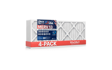 BNX TruFilter 10x24x1 Air Filter MERV 13 (4-Pack) - Electrostatic Pleated HVAC AC Furnace Filters