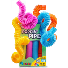 BUNMO Pop Tubes - Large 4pk - Fun for Kids - Imaginative Play & Creative Learning - Toddler Sensory Toys - Connect, Stretch, Twist & Pop