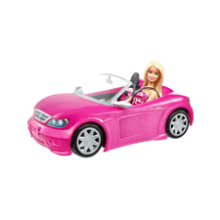 Barbie Car and Doll Set - Sparkly Pink 2-Seater Convertible with Glam Details