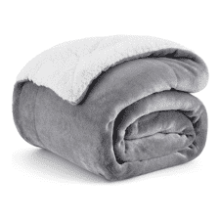 Bedsure Sherpa Fleece Throw Blanket for Couch - Thick and Warm Winter Blanket - Soft and Fuzzy Sofa Throw - Grey - 50x60 Inches