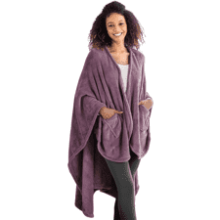 Berkshire Primalush Wearable Blanket - Cozy Loungewear Pocketed Plush Cape Wrap for Adults & Teens (Purple, One Size)