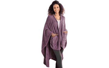 Berkshire Primalush Wearable Blanket - Cozy Loungewear Pocketed Plush Cape Wrap for Adults & Teens (Purple, One Size)