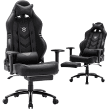 Big and Tall Gaming Chair with Footrest - 350lbs, Ergonomic High Back PC Chair, Wide Seat, Reclining Back, 3D Armrest - Black