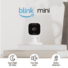 Blink Mini Indoor Smart Security Camera - 1080p HD Video, Night Vision, Motion Detection, Two-Way Audio - Works with Alexa (White)