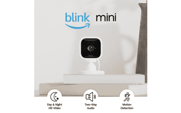 Blink Mini Indoor Smart Security Camera - 1080p HD Video, Night Vision, Motion Detection, Two-Way Audio - Works with Alexa (White)