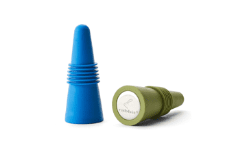 Blue Rabbit Wine and Beverage Bottle Stoppers with Grip Top - Set of 2