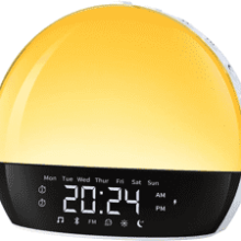 Bluetooth Speaker Sunrise Alarm Clock with Sunset Simulation, Dual Alarms, FM Radio, Reading Lamp, 11 Natural Sounds for Gentle Wake Up