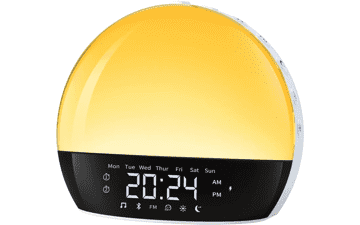 Bluetooth Speaker Sunrise Alarm Clock with Sunset Simulation, Dual Alarms, FM Radio, Reading Lamp, 11 Natural Sounds for Gentle Wake Up