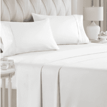 Breathable & Cooling Queen Size Bedding Sheet Set - Hotel Luxury for Women & Men - Deep Pockets - Easy-fit - Soft & Wrinkle Free - White Oeko-Tex Bed Set