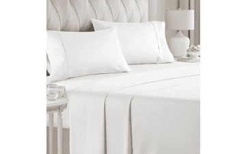 Breathable & Cooling Queen Size Bedding Sheet Set - Hotel Luxury for Women & Men - Deep Pockets - Easy-fit - Soft & Wrinkle Free - White Oeko-Tex Bed Set