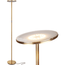 Brightech Sky LED Floor Lamp - Torchiere Super Bright, Dimmable, Tall Standing Lamp - Gold Brass