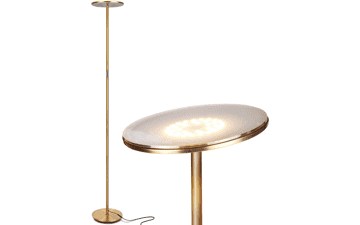 Brightech Sky LED Floor Lamp - Torchiere Super Bright, Dimmable, Tall Standing Lamp - Gold Brass