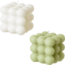 Bubble Candle - Cube Soy Wax Candles, Home Decor Candle, Scented Candle Set 2 Pieces (White+Green)