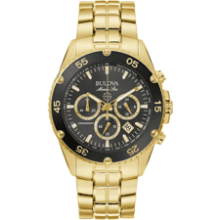 Bulova Men's Marine Star Gold Chronograph Watch - Black Dial