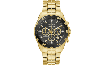 Bulova Men's Marine Star Gold Chronograph Watch - Black Dial