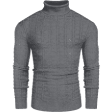 COOFANDY Men's Slim Fit Turtleneck Sweater - Casual Solid Waffle Knitted Pullover