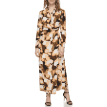 Calvin Klein Printed Faux Wrap Dress - Women's (Standard and Plus Size)