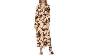 Calvin Klein Printed Faux Wrap Dress - Women's (Standard and Plus Size)