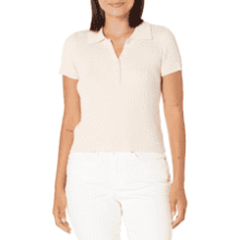 Calvin Klein Ribbed Cap Sleeve Polo Shirt for Women