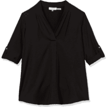 Calvin Klein Roll Sleeve Blouse with Inverted Pleating for Women