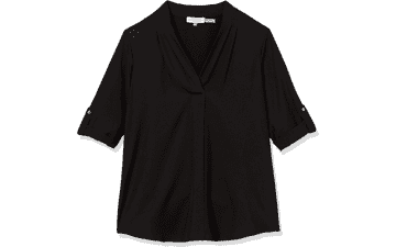 Calvin Klein Roll Sleeve Blouse with Inverted Pleating for Women