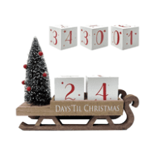 Christmas Countdown Blocks Santa Sleigh Advent Calendar - Wooden Farmhouse Rustic Sign Xmas Party Holiday Décor