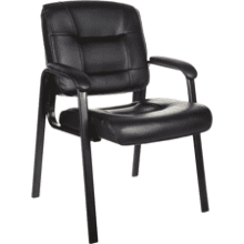 Classic Faux Leather Office Desk Guest Chair with Metal Frame - Black