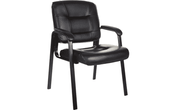 Classic Faux Leather Office Desk Guest Chair with Metal Frame - Black