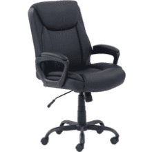 Classic Puresoft PU Padded Mid-Back Office Computer Desk Chair with Armrest - Black