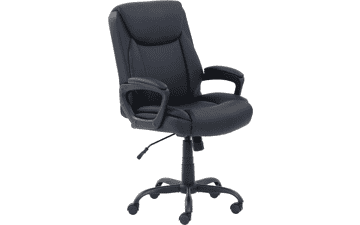 Classic Puresoft PU Padded Mid-Back Office Computer Desk Chair with Armrest - Black