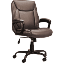 Classic Puresoft PU Padded Mid-Back Office Computer Desk Chair with Armrest - Brown