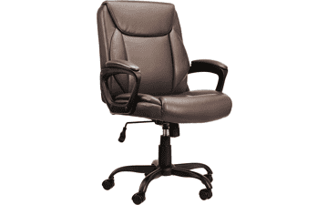 Classic Puresoft PU Padded Mid-Back Office Computer Desk Chair with Armrest - Brown