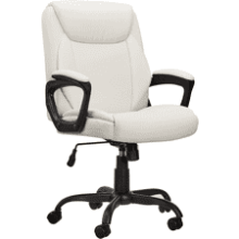 Classic Puresoft PU Padded Mid-Back Office Computer Desk Chair with Armrest - Cream