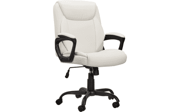 Classic Puresoft PU Padded Mid-Back Office Computer Desk Chair with Armrest - Cream