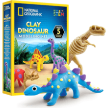 Clay Dinosaur Arts & Crafts Kit - Air Dry Clay for Kids Craft Kit with 5 Clay Colors, 5 Dino Skeletons, Sculpting Tool & Googly Eyes