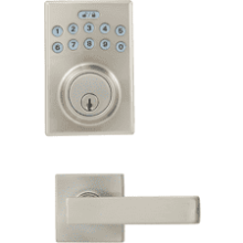 Contemporary Electronic Keypad Deadbolt Door Lock With Passage Lever - Satin Nickel