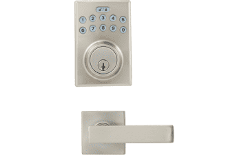 Contemporary Electronic Keypad Deadbolt Door Lock With Passage Lever - Satin Nickel