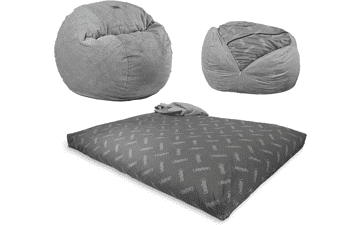 CordaRoy's Chenille Bean Bag Chair - Convertible Chair, Shark Tank Featured, Charcoal - Full Size