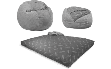 CordaRoy's Chenille Bean Bag Chair - Convertible Chair, Shark Tank Featured, Charcoal - King Size