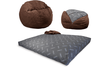 CordaRoy's Chenille Bean Bag Chair - Convertible Chair, Shark Tank Featured, Espresso - King Size