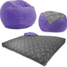 CordaRoy's Chenille Bean Bag Chair - Convertible Chair, Shark Tank Featured, Very Peri Purple - Full Size