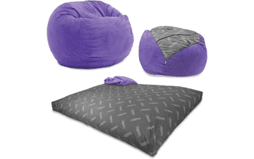 CordaRoy's Chenille Bean Bag Chair - Convertible Chair, Shark Tank Featured, Very Peri Purple - Full Size