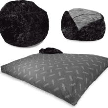 CordaRoy's Faux Fur Bean Bag Chair - Convertible Chair, Shark Tank Featured, Black - King Size