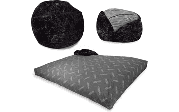 CordaRoy's Faux Fur Bean Bag Chair - Convertible Chair, Shark Tank Featured, Black - King Size