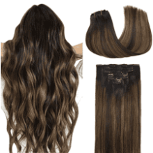 DOORES Balayage Dark Brown to Chestnut Brown Clip in Hair Extensions - 18 Inch